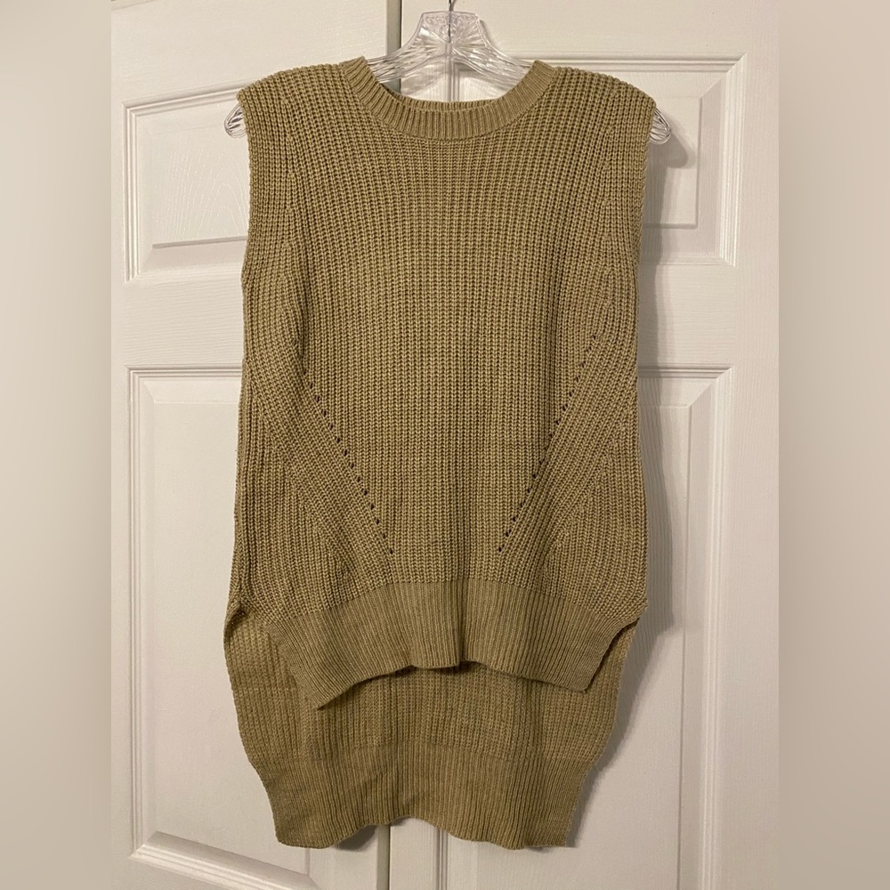 Cotton Emporium size S made in USA tan tunic sweater vest